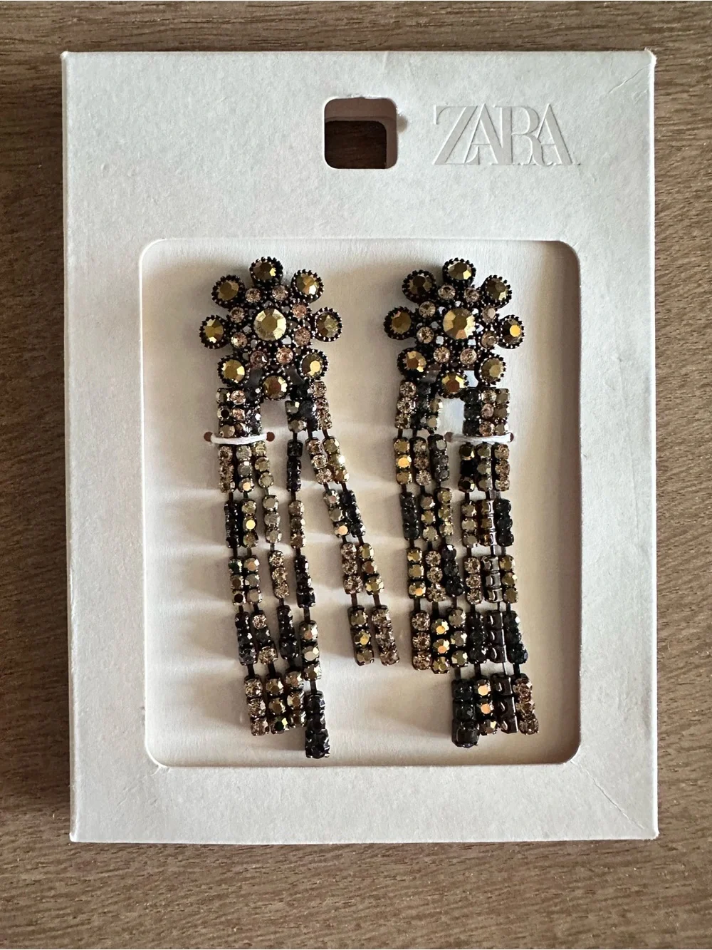 Zara Floral Crystal Drop Earrings
